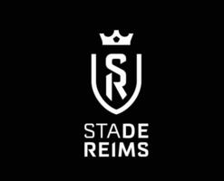 Stade de Reims Club Logo Symbol White Ligue 1 Football French Abstract Design Vector Illustration With Black Background