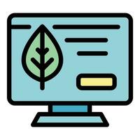 Environmentally friendly monitor icon vector flat