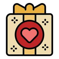 Love gift box icon vector flat