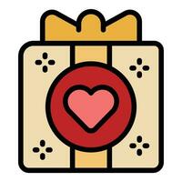 amor regalo caja icono vector plano