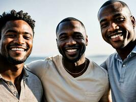 photo of group happy black strong man, generative AI