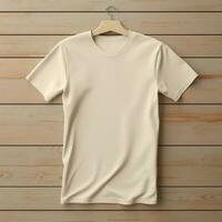 AI generative of a blank t-shirt in cream color in high quality, perfect to create a mockup preview photo