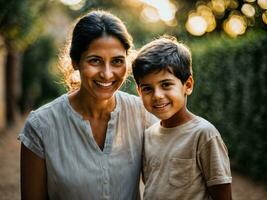 photo of happy family mother and son, generative AI