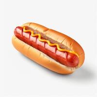 AI Generative high quality of 3D hotdog design in white background photo