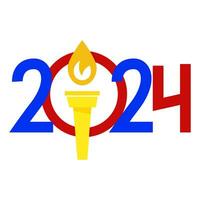de colores inscripción desde el números 2024 para el olímpico juegos en París vector