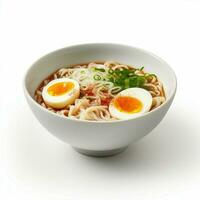 AI generative of a delicious ramen in the bowl, white background photo