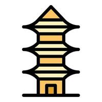 pagoda sitio icono vector plano