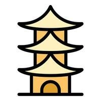 barrio chino pagoda icono vector plano