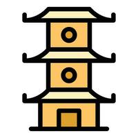 Sakura pagoda icon vector flat