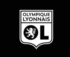 olímpico Lyonnais club logo símbolo blanco liga 1 fútbol americano francés resumen diseño vector ilustración con negro antecedentes