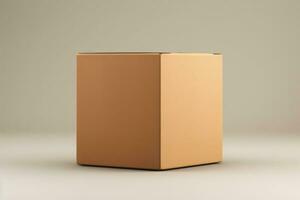 marrón cartulina caja paquete en blanco fondo, ai generativo. foto