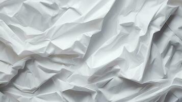 Closeup of white crumpled paper, light gray luxury texture abstract background, Ai Generative. photo