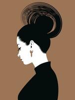 Silhouetted vector image of a woman with a messy bun