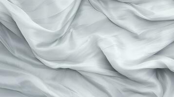 Closeup of white crumpled paper, light gray luxury texture abstract background, Generative ai. photo