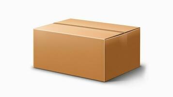 Brown cardboard box package on white background, Generative ai. photo