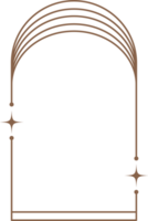 estético marco forma. contorno mínimo gráfico elementos con estrellas. resumen boho arco con destellos de moda geométrico modelo para póster y historia. png