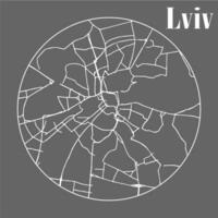 Urban city map of Lviv, map of main roads vector