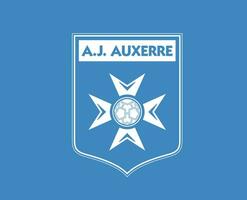 AJ Auxerre Club Symbol Logo Ligue 1 Football French Abstract Design Vector Illustration With Blue Background