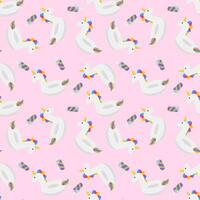 Seamless pattern with unicorn inflatable float. Unicorn and ice cream vector