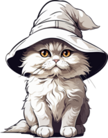 Cute Persian Cat with Halloween Hat Illustration with AI Generative png