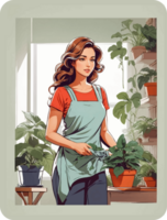 mulheres e plantas desenho animado ai generativo png