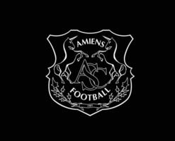 Amiens Club Symbol Logo White Ligue 1 Football French Abstract Design Vector Illustration With Black Background