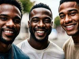 photo of group happy black strong man, generative AI