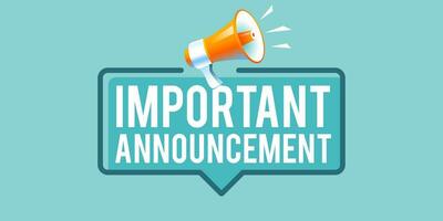 megaphone with Important Announcement text. Vector stock illustration. symbol for broadcast message design banner.