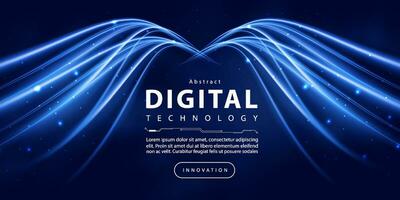 Digital technology internet network speed connection blue background, cyber nano information, abstract science communication, innovation futuristic tech data, Ai big data, lines dots illustration vector