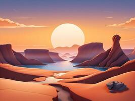 Vector seamless desert horizontal landscape. ai generated photo