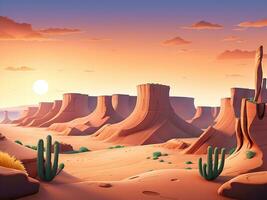 Vector seamless desert horizontal landscape. ai generated photo