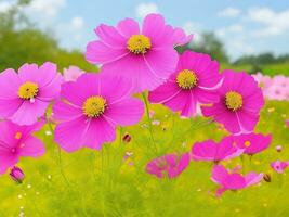 Wild flowers of clover and butterfly in a meadow in nature in the rays of sunlight in summer in the spring close-up of a macro. ai generated photo