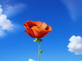 poppy against blue sky, ai generated photo
