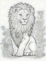 cute lion, minimalistic, line art, ai generated photo
