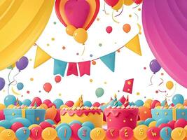 birthday party balloons, colorful balloons background. ai generated photo