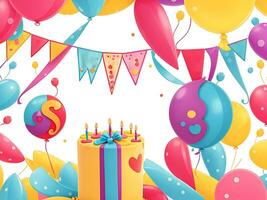 birthday party balloons, colorful balloons background. ai generated photo