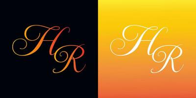 Initial Letter HR Logo with Orange,Red Gradient. HR Logo Design Template vector