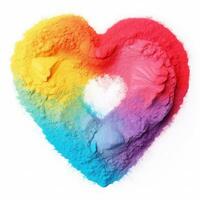 Heart from rainbow powder isolated photo