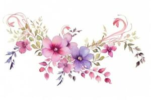 Watercolor pink flowers isolated photo