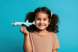 Girl with toy airplane photo