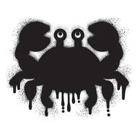 Crab icon graffiti with black spray paint vector