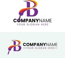 Creative monogram letter b painting logo design vector