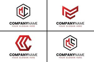 Creative monogram letter mc logo design collection vector