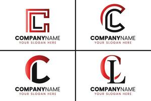 Creative monogram letter cl logo design collection vector