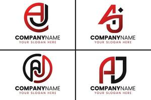 Creative monogram letter aj logo design collection vector