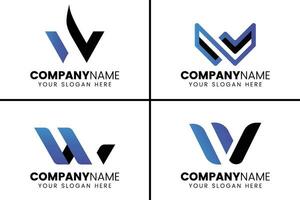 Creative monogram letter W logo design collection vector