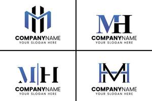 Creative monogram letter mh logo design vector