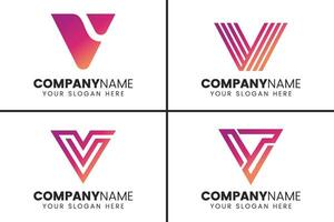 Creative monogram letter V logo design collection vector