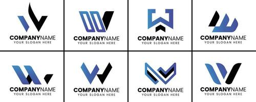 Creative monogram letter W logo design collection vector