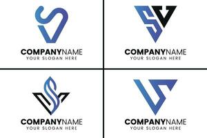 Creative monogram letter sv logo design vector